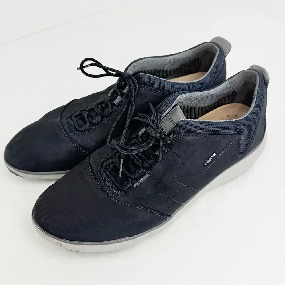 Geox U NEBULA C Respira Inner Breathing System Navy Blue Lace Up Casual Sneakers